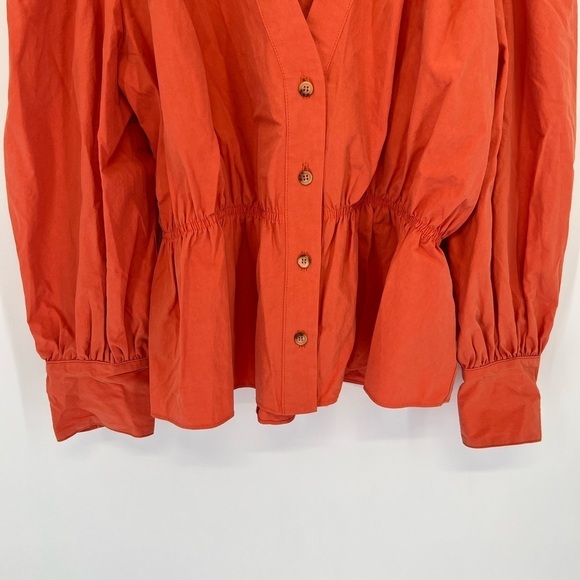 Ciao Lucia Talita Silk Blend Button Front Long Sleeve Top In Orange - Picture 4 of 7